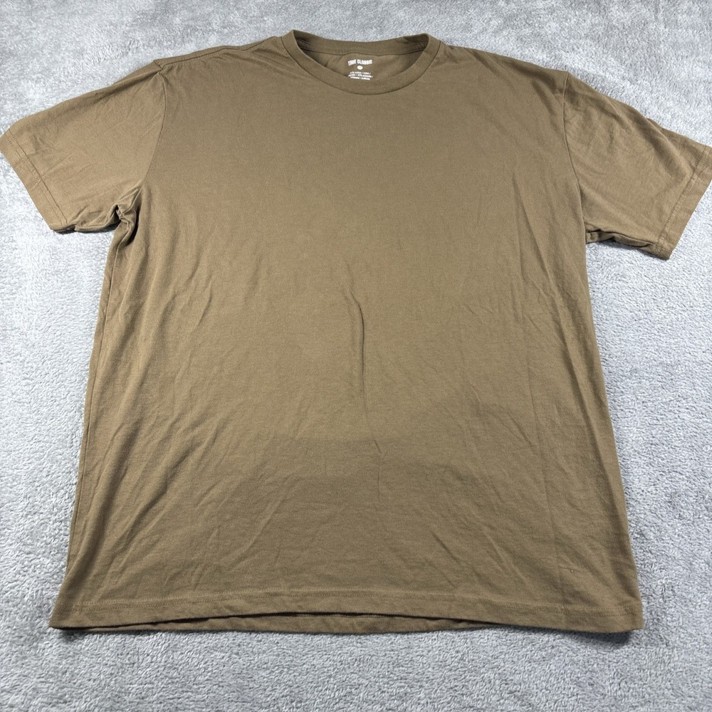 True Classic Men's Brown Crew Neck Short Sleeve T-Shirt XL Cotton/Poly